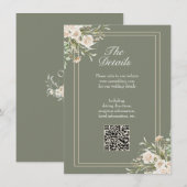  sage green 結婚案内カード - エレガントなQRコード付き エンクロージャーカード (正面/裏面)