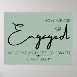sage green 結婚発表パーティー ウェルカムサイン ポスター