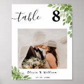Sage Green 離れ結婚のPHOTOテーブル番号 ポスター (正面)