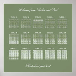 Sage Green 15テーブル結婚のシーティンググラフポスター ポスター