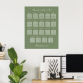 Sage Green 19テーブル結婚のシーティンググラフポスター ポスター (ホームオフィス)