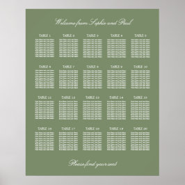 Sage Green 20テーブル結婚のシーティンググラフポスター ポスター