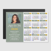 Sage Green 2025カレンダービジネスシンプル磁気 (正面/裏面)