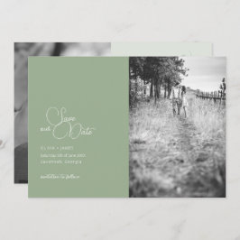 Sage Green 2-Photo Save The Date Card セーブザデート
