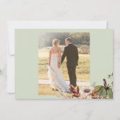 Sage green 2 photos boho botanical wedding サンキューカード (裏面)