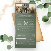 Sage Green 3ミニマル in 1フォトコラージュ結婚ズ 三つ折り招待状