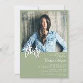 Sage Green 30th Birthdayフォト招待状 招待状 (正面)