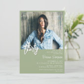 Sage Green 30th Birthdayフォト招待状 招待状 (スタンド正面)