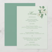 Sage Green 5x7 Wedding Menu Card 招待状 (正面/裏面)