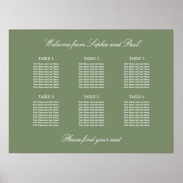 Sage Green 6テーブルの結婚シーティンググラフポスター ポスター