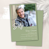 Sage Green 60誕生日写真 招待状