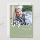 Sage Green 60誕生日写真 招待状 (正面)