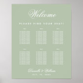 Sage Green 6 Table Simple Wedding Seating Chart ポスター (正面)