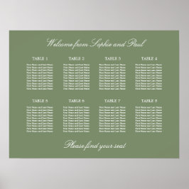 Sage Green 8テーブルの結婚シーティンググラフポスター ポスター