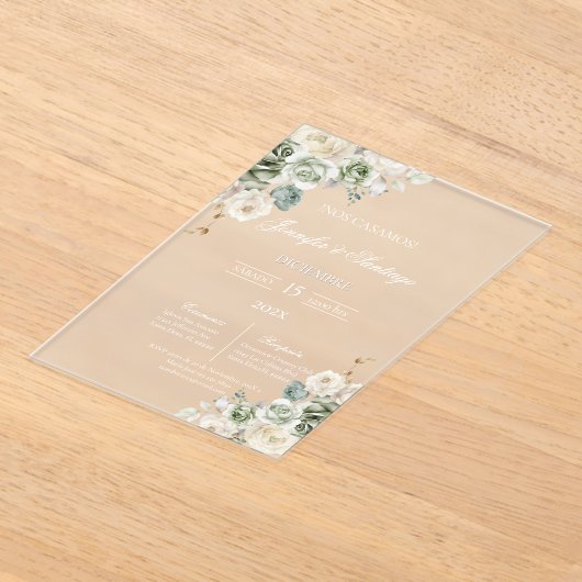 Sage green acrylic wedding  アクリル招待状 (レイダウン)