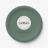 Sage Green Addカスタム Business Companyロゴパーティー ペーパープレート (正面)