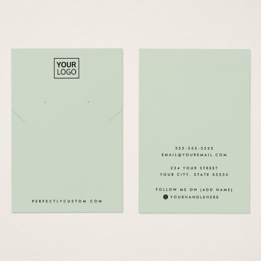 Sage green add logo necklace earring display card (正面&裏面)