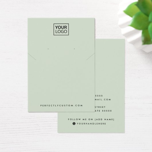 Sage green add logo necklace earring display card (デスク)