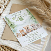 Sage Green Adventure Awaits Woodland Baby Shower 招待状