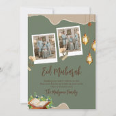 Sage Green Aesthetic Eid Mubarak Card with Photo シーズンカード (正面)