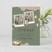 Sage Green Aesthetic Eid Mubarak Card with Photo シーズンカード (スタンド正面)