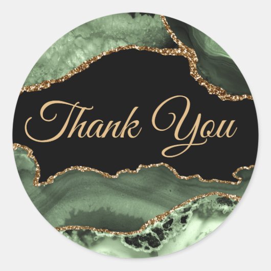 Sage Green Agateありがとう ラウンドシール (正面)