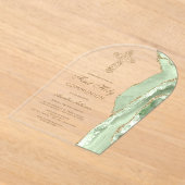 Sage Green Agate First Communion アクリル招待状 (レイダウン)