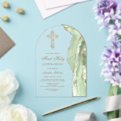 Sage Green Agate First Communion アクリル招待状 (インサイチュ (ウェディング))