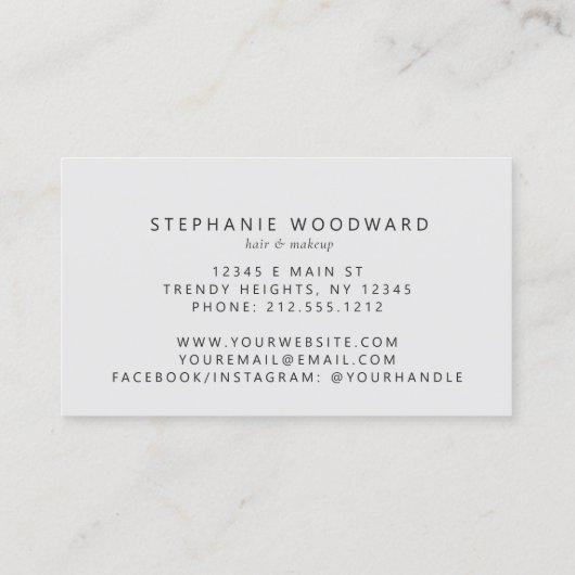 Sage Green Agate Silver Glitter Luxury Stylist 名刺 (裏面)