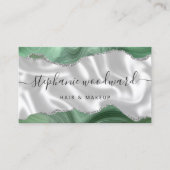 Sage Green Agate Silver Glitter Luxury Stylist 名刺 (正面)