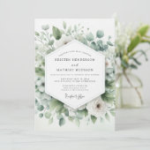Sage Green Airy Botanical Wedding 招待状 (スタンド正面)