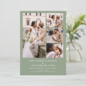 Sage Green All In One QR Code Photo 結婚's 招待状 (スタンド正面)