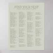 Sage Green Alphabetical Wedding Seating Chart ポスター (正面)