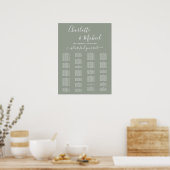 Sage Green Alphabetical Wedding Seating Chart ポスター (キッチン)