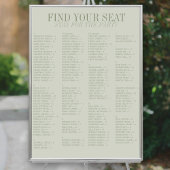 Sage Green Alphabetical Wedding Seating Chart ポスター