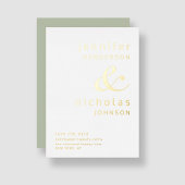 Sage Green Ampersand Wedding Save The Date Gold 箔招待状