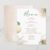 Sage Green and Beige Boho Menu Cards (正面/裏面)