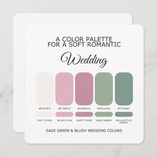 Sage Green and Blush Wedding Color Palette Card 招待状 (正面/裏面)