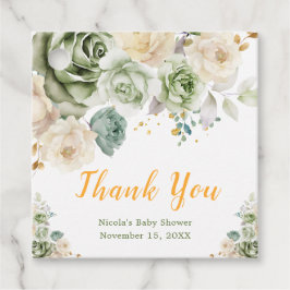 Sage Green and Cream Floral Baby Shower フェイバータグ