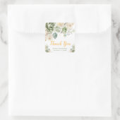 Sage Green and Cream Floral Birthday Party スクエアシール (バッグ)