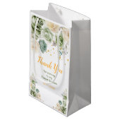 Sage Green and Cream Floral Sweet Sixteen スモールペーパーバッグ (正面アングル)