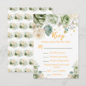 Sage Green and Cream Floral Sweet Sixteen 出欠カード (正面/裏面)