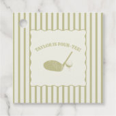 Sage Green and Cream Stripes Golf Themed Party フェイバータグ (正面)