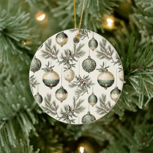 Sage Green and Gold Christmas Ornaments セラミックオーナメント (ツリー)