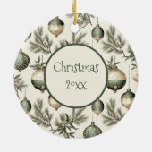Sage Green and Gold Christmas Ornaments セラミックオーナメント (裏面)