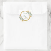 Sage Green and Gold Elegant Flowers Birthday Party スクエアシール (バッグ)