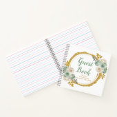 Sage Green and Gold Elegant Flowers Birthday Party ノートブック (内部)