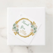 Sage Green and Gold Elegant Flowers Birthday Party フェイバータグ (インサイチュ)