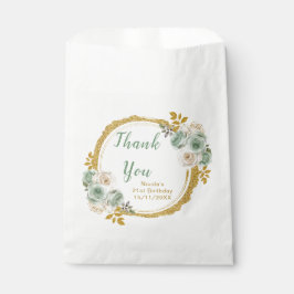 Sage Green and Gold Elegant Flowers Birthday Party フェイバーバッグ