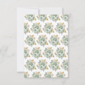 Sage Green and Gold Elegant Flowers Sweet Sixteen 出欠カード (裏面)